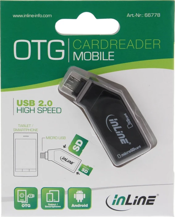 InLine OTG Dual-Slot-Cardreader, USB 2.0 Micro-B [Stecker]