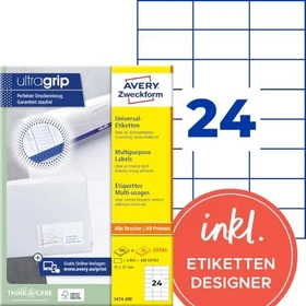 Avery-Zweckform Etiketten, 70x37mm, weiß, 200 Blatt (4800 Etiketten)
