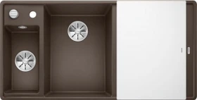 Blanco Axia III 6 S-F InFino Becken links mit Ablauffernbedienung cafe inkl. Glasschneidebrett