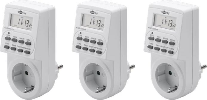 Wentronic goobay digitale Wochenzeitschaltuhr, IP20, weiß, 3er-Pack (55544)