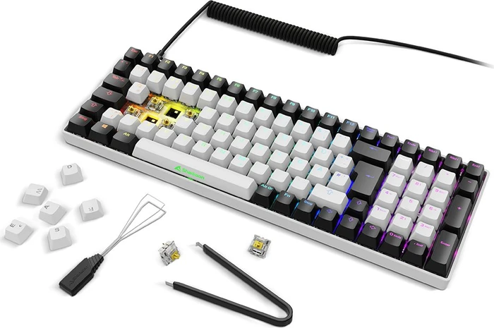 Sharkoon Skiller SGK50 S2 White, schwarz/weiß, LEDs RGB, hot-swap, Gateron YELLOW, USB, DE