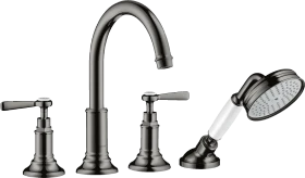 Hansgrohe Axor Montreux 4-Loch Wannenrandarmatur mit Hebelgriffen polished black chrome