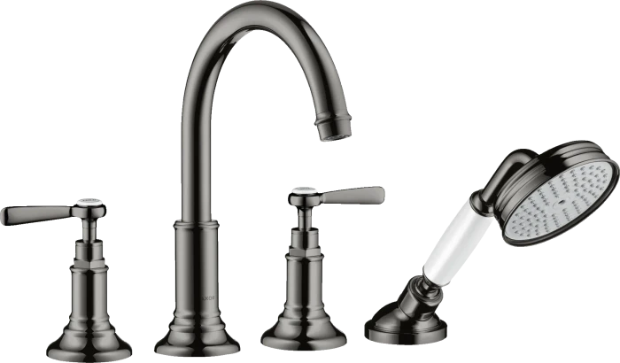 Hansgrohe Axor Montreux 4-Loch Wannenrandarmatur mit Hebelgriffen polished black chrome