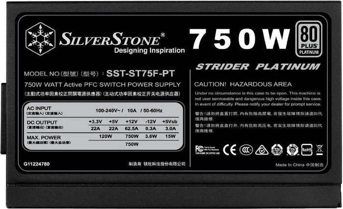 SilverStone Strider Platinum PT Series 750W, ATX 2.4