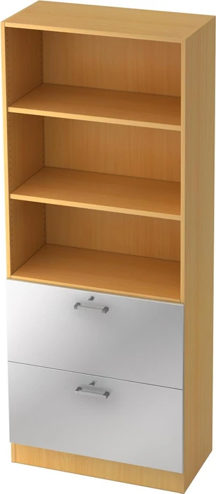 Hammerbacher HR-Schrank 5OH V7300, Chromgriff, buche/silber, Aufbewahrungskombination