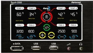 AeroCool Touch 2000, 2x 5.25" Dualbay Lüftersteuerung 4-Kanal
