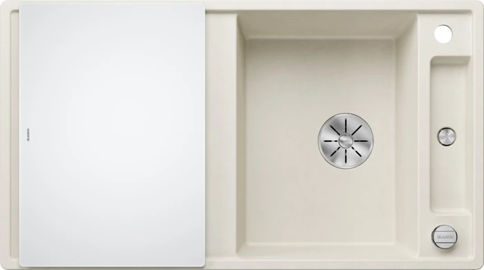 Blanco Axia III 5 S InFino Einbau Becken reversibel mit Ablauffernbedienung softweiß inkl. Glasschneidebrett