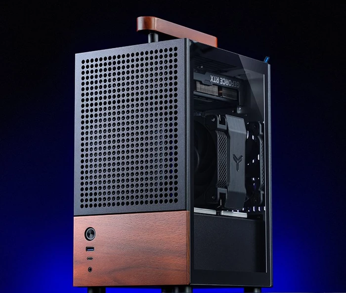Jonsbo T6 Black, schwarz/braun, Glasfenster, Mini-ITX