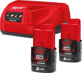 Milwaukee M12 NRG-302 Starterset 12V, 3.0Ah, Li-Ionen, 2 Akkus [6.0Ah] [72Wh]