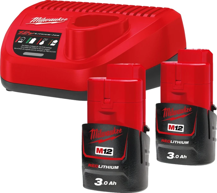 Milwaukee M12 NRG-302 Starterset 12V, 3.0Ah, Li-Ionen, 2 Akkus [6.0Ah] [72Wh]