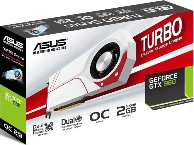 ASUS Turbo GeForce GTX 960 OC, TURBO-GTX960-OC-2GD5, 2GB GDDR5, DVI, HDMI, 3x DP