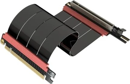 LinkUP AVA5 v4 ITX Armour Riser Kabel, links gerichtet, gewinkelt, PCIe 5.0, 150mm, schwarz