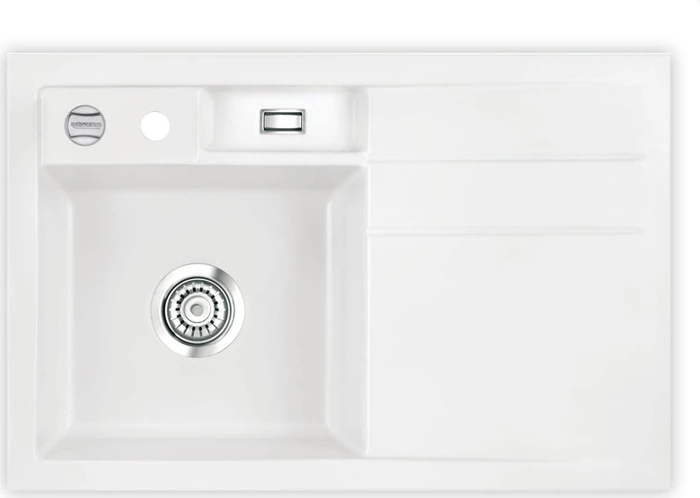 systemceram Bela 78 Einbau Becken links mit Ablauffernbedienung polar