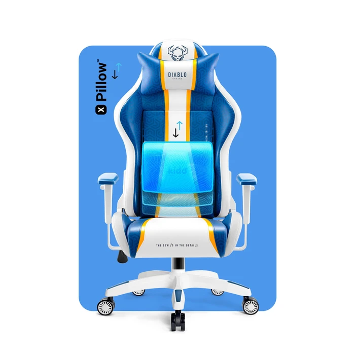 Diablo Chairs X-One 2.0 Kido Kinder-Gamingstuhl, Aqua Blue, blau/weiß