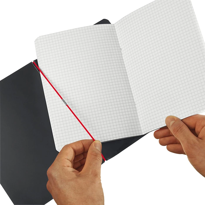 Herlitz my.book flex Notizheft, A5, kariert, Lederoptik-Wechselcover, anthrazit/rot, 40 Blatt