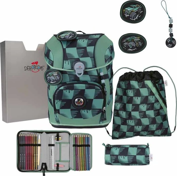 DerDieDas ErgoFlex Tiny Exklusiv Superflash Super Truck Schultaschen-Set, 5-tlg.