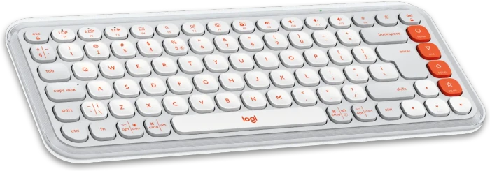Logitech POP Icon Keys, Off-White & Orange, Logi Bolt, USB/Bluetooth, US