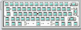 Wooting 60HE v2, Barebone Tastatur + HE Switch Set (Lekker Tikken Medium), ohne Tastenkappen, Aluminium, silber, ISO