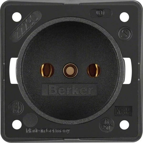 Berker Integro FLOW Steckdose ohne Schutzkontakt Niederlande, schwarz matt