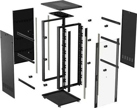 Lanberg 19" Rackschrank 42HE, freistehend, Flat Pack, Gitternetztür, IP20, RAL 9004, 1000mm tief