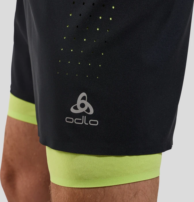 Odlo Zeroweight 5 Inch 2in1 Fahrradhose kurz black/sharp green (Herren)