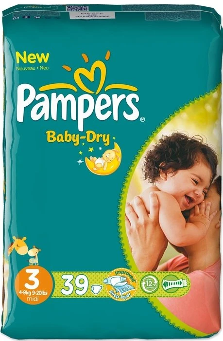 Pampers Baby-Dry Gr.3 Einwegwindel, 4-9kg, 39 Stück