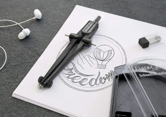 Faber-Castell Stream Schnellverstellzirkel, blackstone, Etui