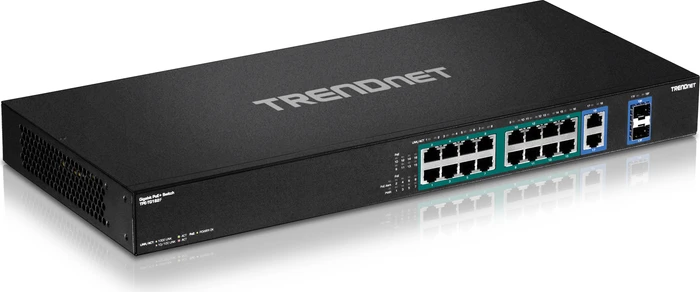 TRENDnet TPE-TG Rackmount Gigabit Switch, 16x RJ-45, 2x RJ-45/SFP, 440W PoE+