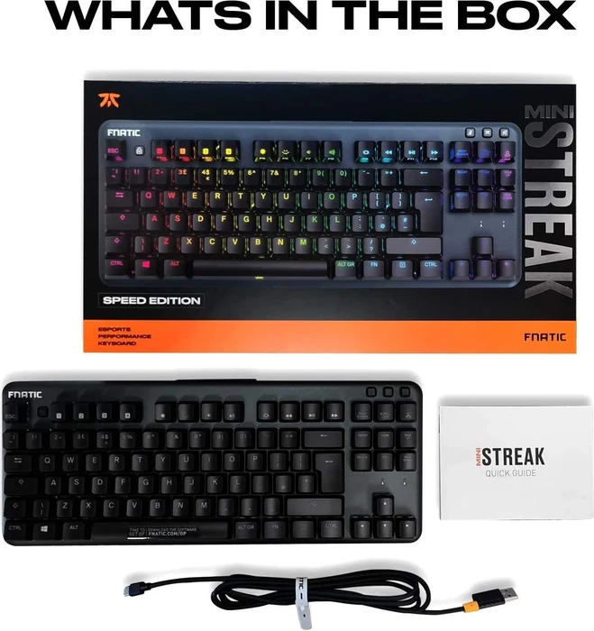 Fnatic miniSTREAK Tenkeyless Mechanical Keyboard, MX SILENT RGB RED, USB, DE