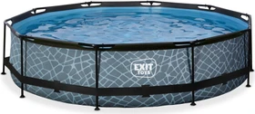 Exit Toys Stone Frame Pool mit Filterpumpe rund 360x76cm