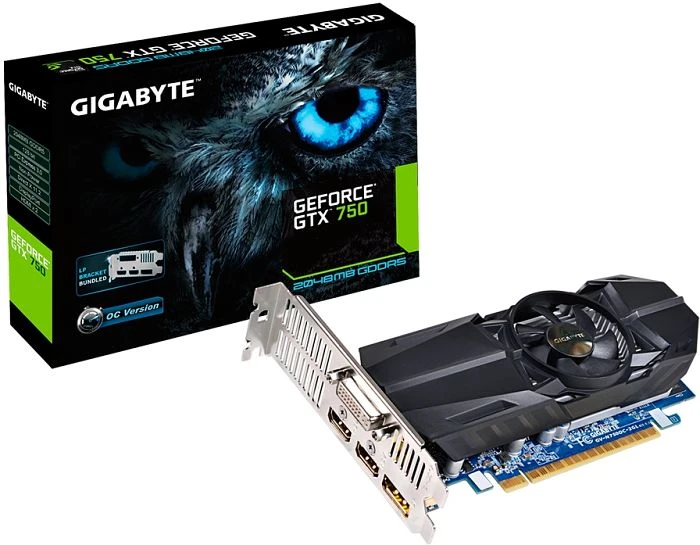GIGABYTE GeForce GTX 750 OC low profile, 2GB GDDR5, DVI, 2x HDMI, DP