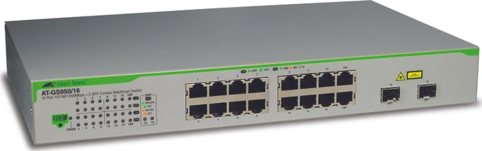 Allied Telesis GS950 Desktop Gigabit Smart Switch, 14x RJ-45, 2x RJ-45/SFP