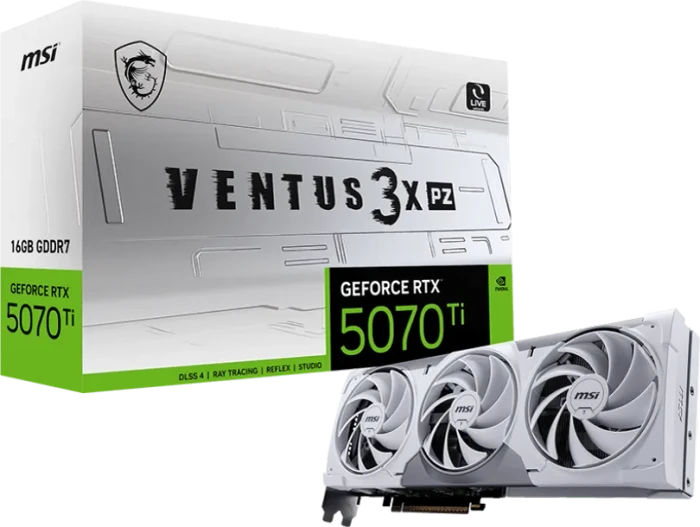 MSI GeForce RTX 5070 Ti 16G Ventus 3X PZ, G507T-16V3Z, 16GB GDDR7, HDMI, 3x DP