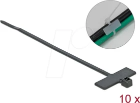 DeLOCK Kabelbinder mit Beschriftungsfeld, 2.5mm, 200mm, schwarz, 10 Stück