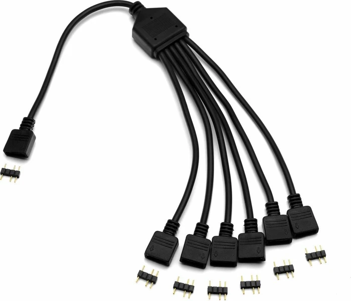 EK Water Blocks EK-D-RGB Splitter Kabel, 5V, 3-Pin, 6-fach, 30cm, schwarz