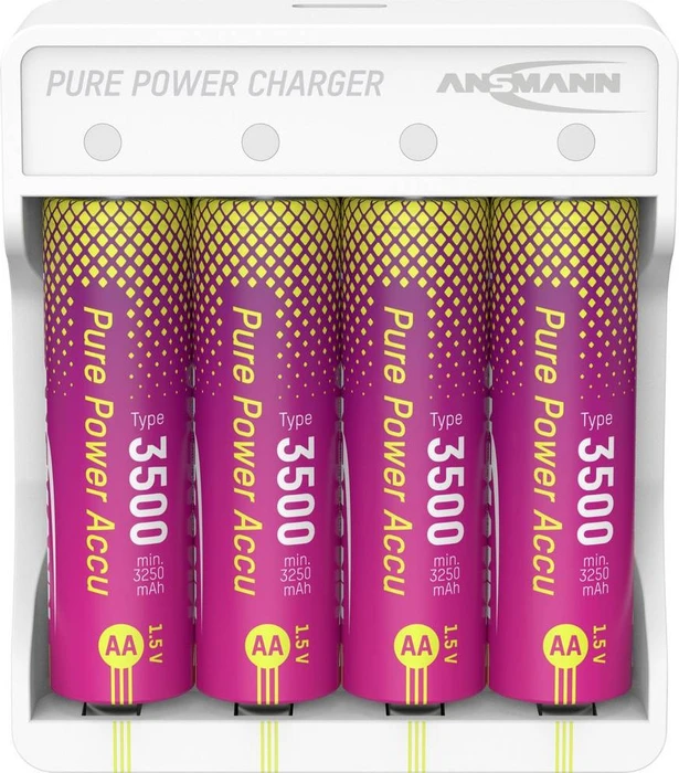 Ansmann Pure Power Set 4× Mignon AA Akkus und Lademodul