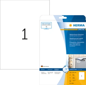 Herma Folienetiketten, A4, wetterfest, transparent, matt, 10 Blatt (10 Etiketten)