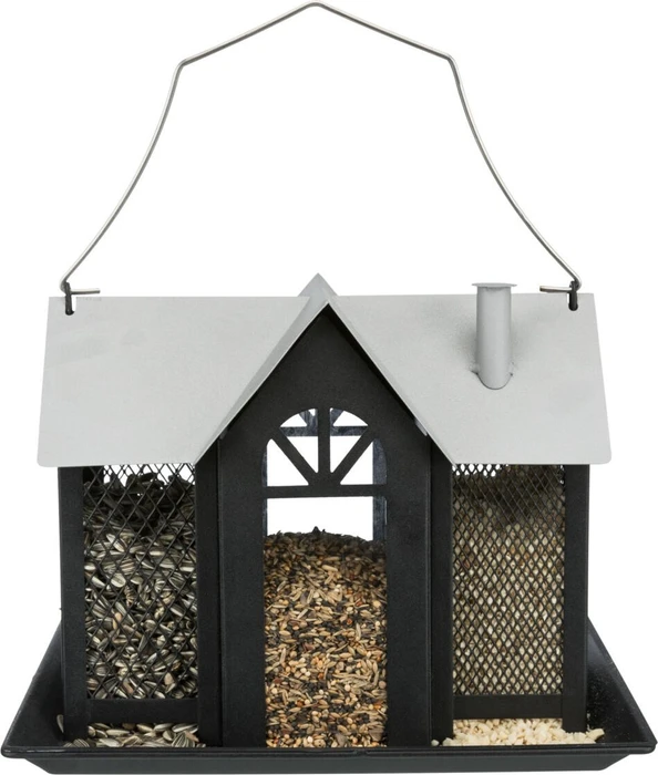 Trixie Vogelfutterhaus Villa mit 3 Kammern, schwarz/weiß