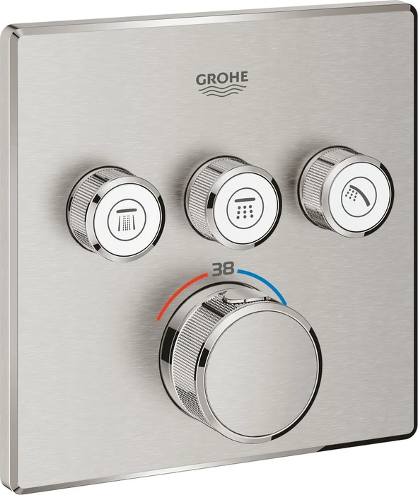 Grohe Grohtherm SmartControl Thermostat mit 3 Ventilen supersteel