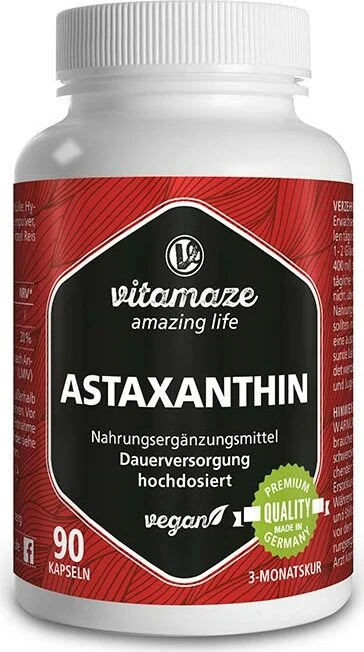 Vitamaze Natürliches Astaxanthin 4mg vegane Kapseln, 90 Stück