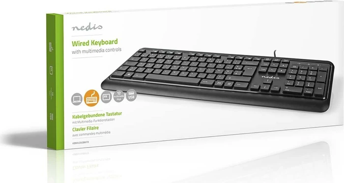 Nedis Multimedia Tastatur, schwarz, USB, FR