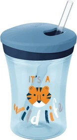 NUK Action Cup Trinklerntasse mit Trinkhalm, 230ml, blau
