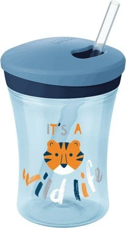 NUK Action Cup Trinklerntasse mit Trinkhalm, 230ml, blau