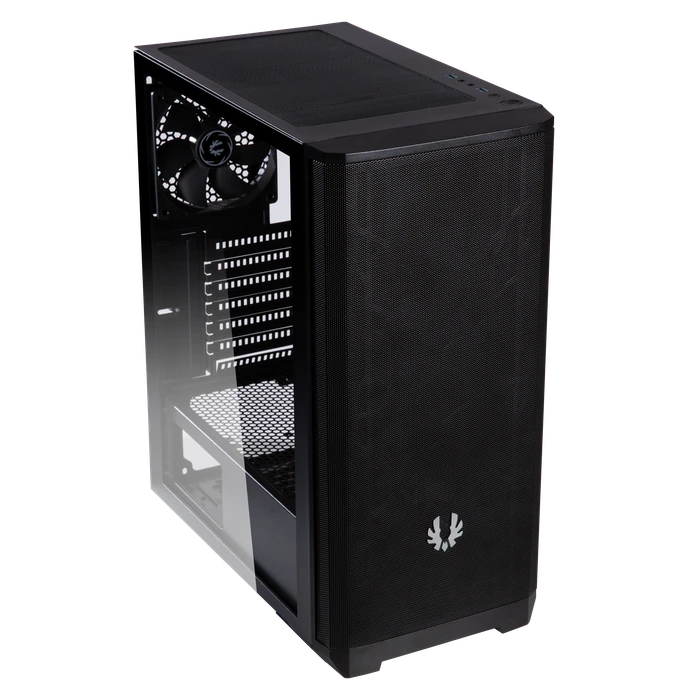 BitFenix Nova Mesh SE TG, schwarz, inkl. 2x Lüfter, Glasfenster