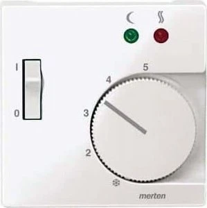 Merten System M Zentralplatte für Raumtemperaturregler-Einsatz mit Schalter, polarweiß glänzend
