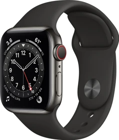 Apple Watch Series 6 (GPS + Cellular) 40mm Edelstahl graphit mit Sportarmband schwarz