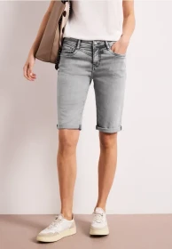 Street One Jane Bermuda Shorts mit Turn-Up Detail Jeans mid grey wash (Damen)