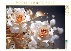Calvendo Weißgoldene Rosen wie aus Porzellan