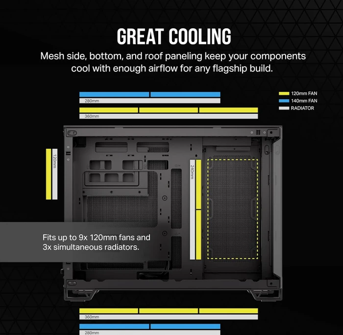 Corsair 2500X RGB, schwarz, Glasfenster