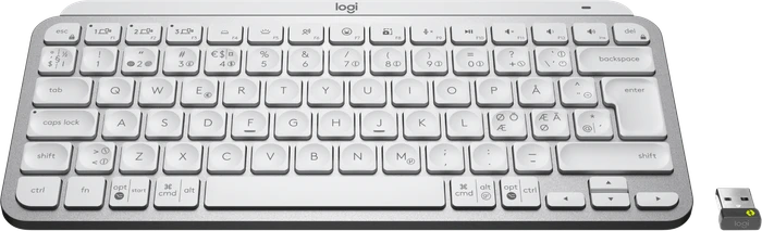 Logitech MX Keys Mini for Business, LEDs weiß, Logi Bolt, Pale Gray, weiß/grau, USB/Bluetooth, ND